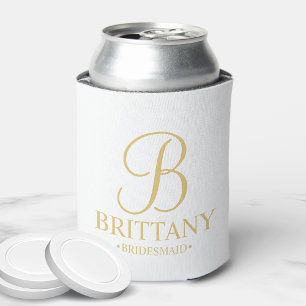Porta-lata White Elegante e Dourada Bridesmaid Personalizada
