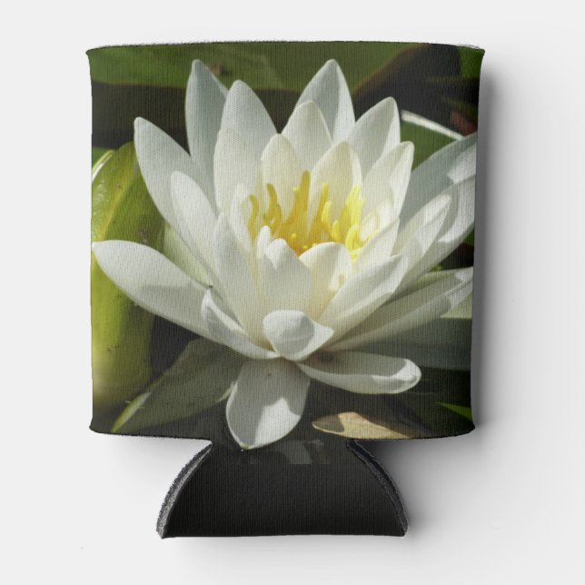 Porta-lata White Waterlily e Bud Floral (Frente)