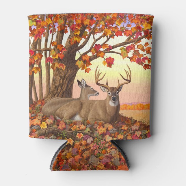 Porta-lata Whitetail Deer no outono de Nova Inglaterra cai em (Frente)
