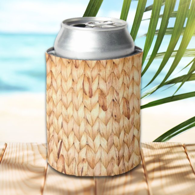 Porta-lata wicker russo da ilha tropical da praia (rustic beach tropical island woven wicker can cooler)