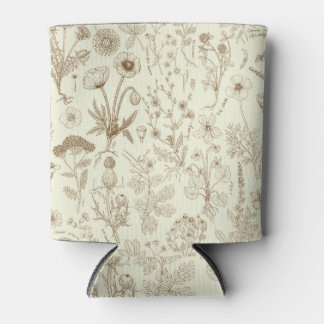 Porta-lata Wildflowers collage/ beige and sepia