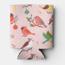 Porta-lata Winter Christmas Birds Custom Name
