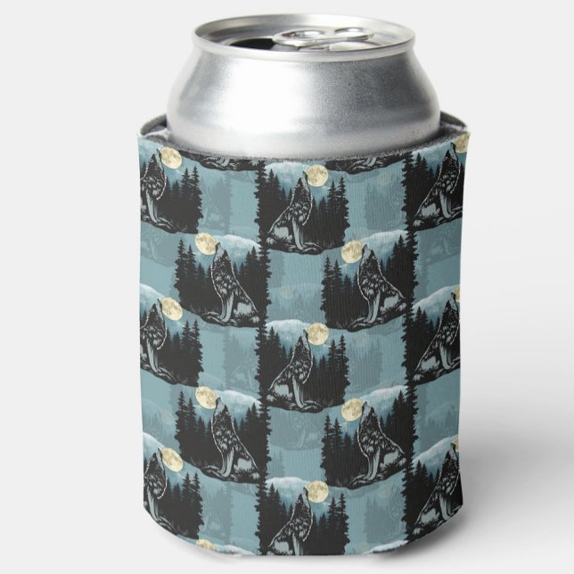 Porta-lata Wolf Howling Na Moon Pattern Design (Criador carregado)