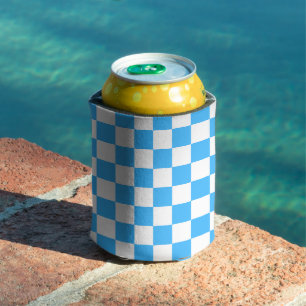 Porta-lata Xadrez azul claro clássico