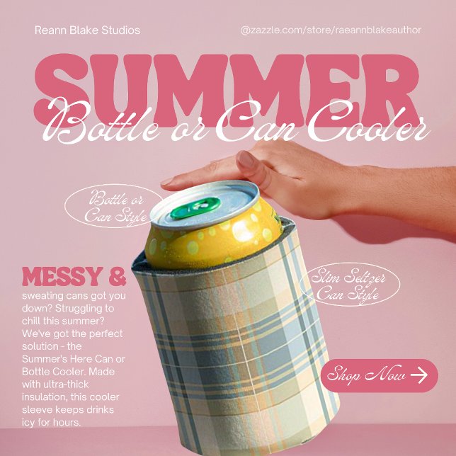 Porta-lata Xadrez azul e creme (Criador carregado)