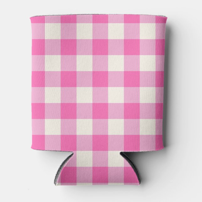 Porta-lata Xadrez de Cottagecore Rosa Gingham (Frente)