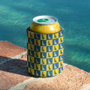 Porta-lata Xadrez de Delaware Azul Amarelo Dourado Padrão