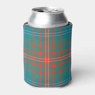 Porta-lata Xadrez do Clã Wilson Tartan Turquesa Laranja Padrã