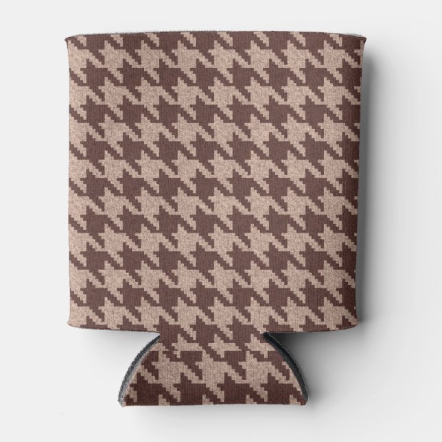 Porta-lata Xadrez Marrom Padrão Clássico Preppy (Frente)