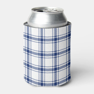 Porta-lata Xadrez Náutico Azul e Branco