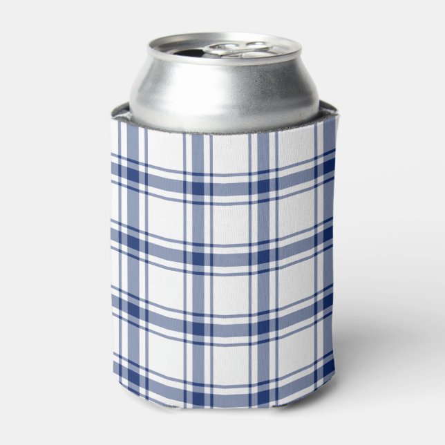 Porta-lata Xadrez Náutico Azul e Branco (Can Front)