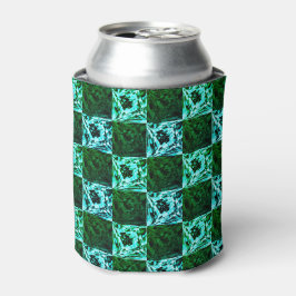 Porta-lata Xadrez ou ciano verde e azul-céu, com retângulo