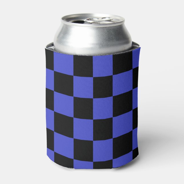 Porta-lata Xadrez Preto e Azul pode resfriar (Can Front)