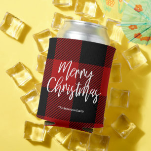 Porta-lata Xadrez Red Buffalo e Feliz Natal Nome Pessoal