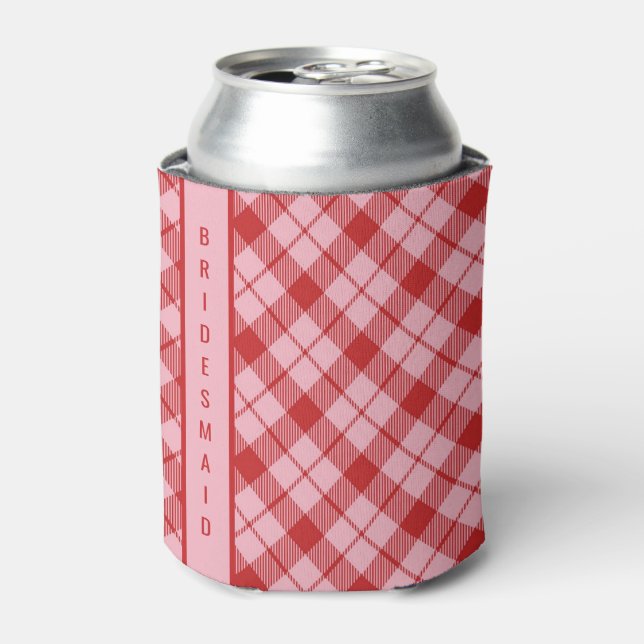 Porta-lata Xadrez Rosa + Vermelho  (Can Front)