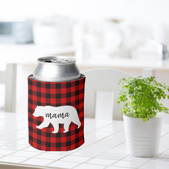 Porta-lata Xadrez Vermelha Moderna E Urso Branco (Criador carregado)