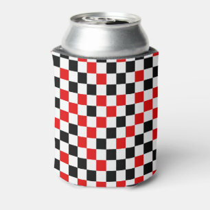 Porta-lata Xadrez Vermelho Preto e Branco