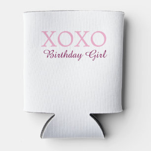 Porta-lata Xoxo aniversária nome rosa tons de rosa simples am