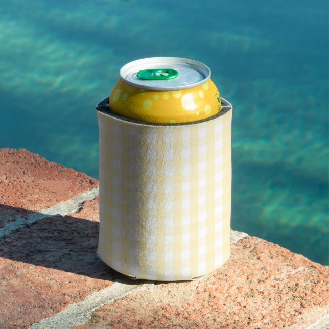 Porta-lata Yellow Pastel Gingham Pattern Grandmillenial  (Piscina in situ)