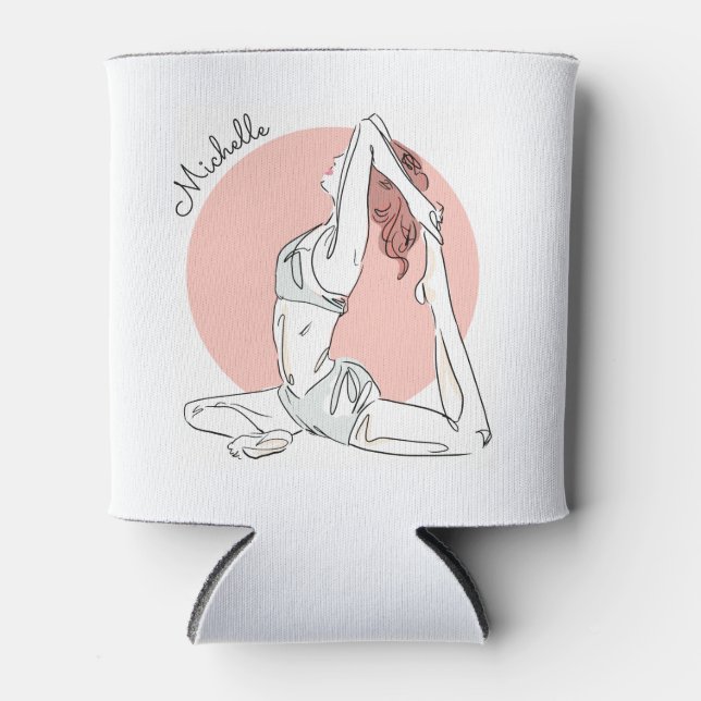 Porta-lata Yoga Woman nome personalizado pode resfriar (Frente)