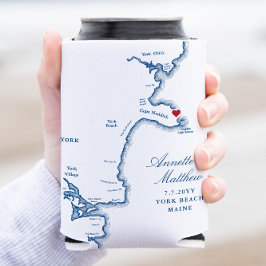 Porta-lata York Maine Map Weding Favor Drink