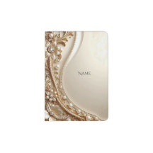 Porta-passaporte Floral Dourado Elegante