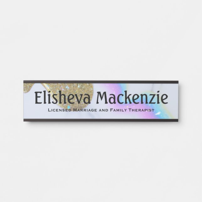 Porta Placa de nome de escritório de terapeuta LMFT bril (Frente)