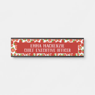 Porta Placa de Nome de Escritório Elegante Morangos Sina