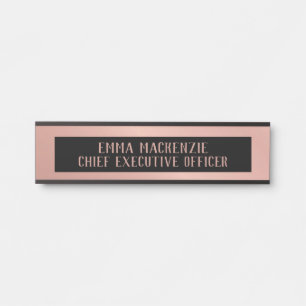 Porta Placa de Nome de Escritório Glam Folha de Ouro Ros