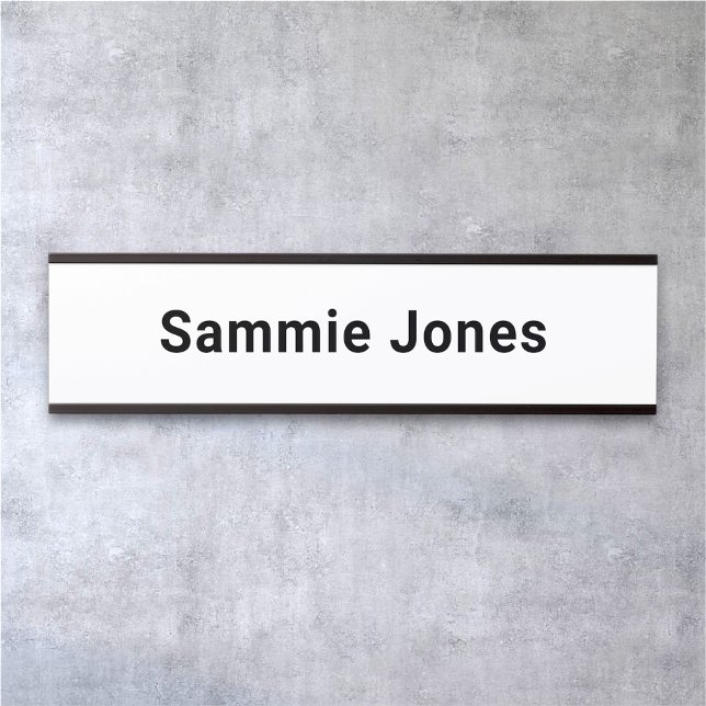 Porta Placa de Nome do Office Alterável para Portas Pers (MISOOK White Name Plate with Black Metallic Frame Minimalist)