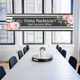 Porta Placa de Nome Floral Moderna Personalizada para Po