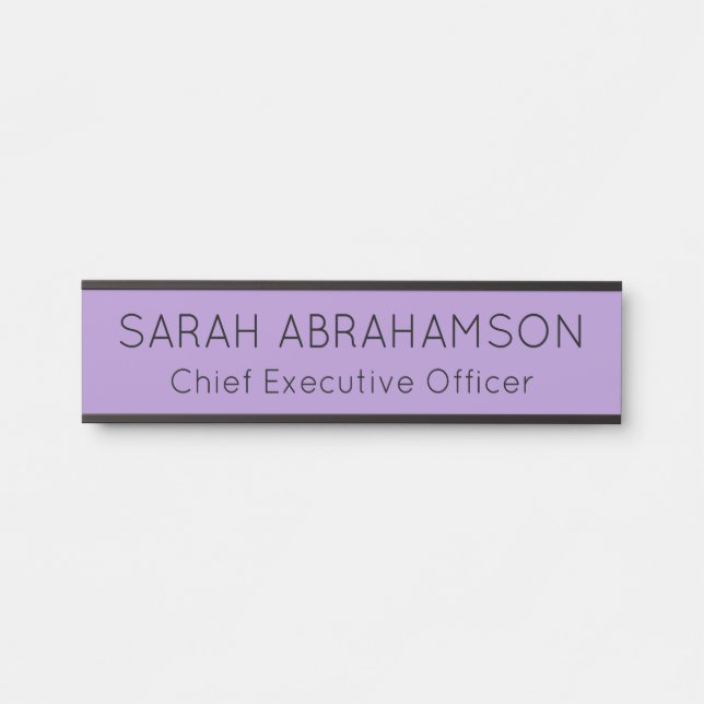 Porta Placa de Nome Roxo Lavanda Simples - Placa para Po (Frente)