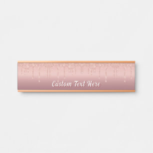 Porta Placa personalizada de nome da Mesa Glitter Dourad