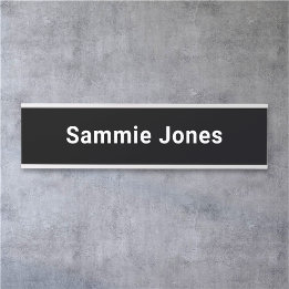 Porta Placa personalizada de nome preto alterável para p