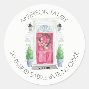 Porta Vermelha   Novo adesivo do rótulo do endereç