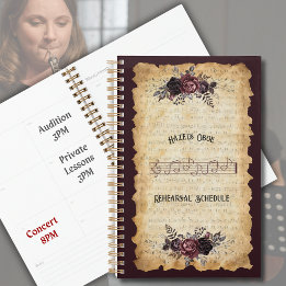 Portfólio de Agenda de Ensaios de Oboé Floral da M