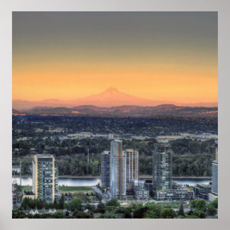 Portland Oregon Monte Hood South Waterfront Poster