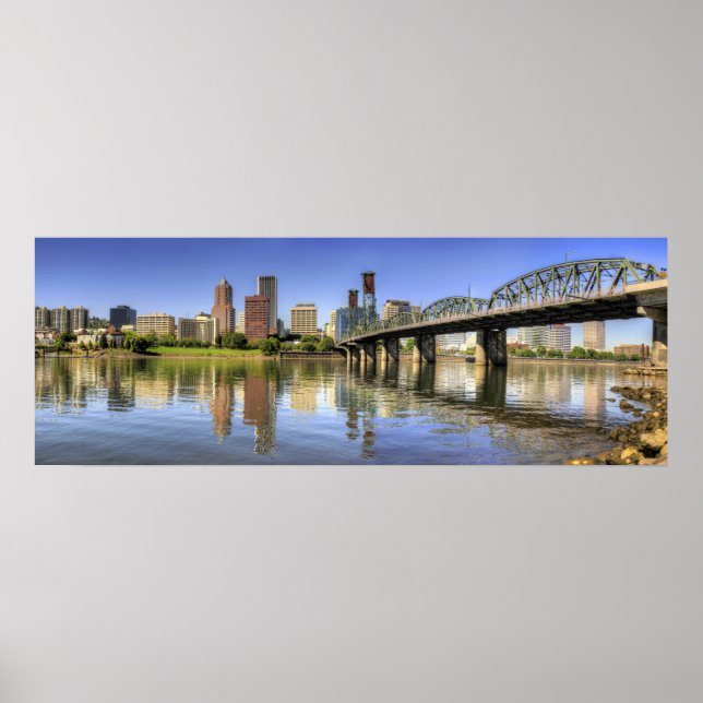 Portland Oregon Skyline Water Refletion Poster (Frente)