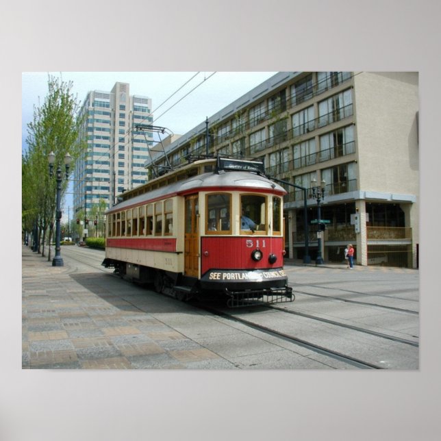 Portland Oregon Vintage Trolley Poster (Frente)