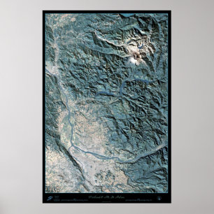 Portland, OU & poster do satélite do Mt. St Helen