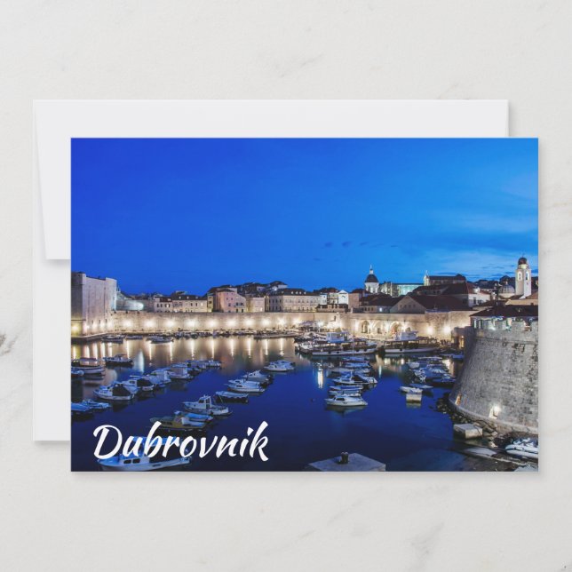 Porto de Dubrovnik e paredes iluminadas à noite (Frente)