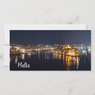 Porto de Malta iluminado à noite em Canvas Print