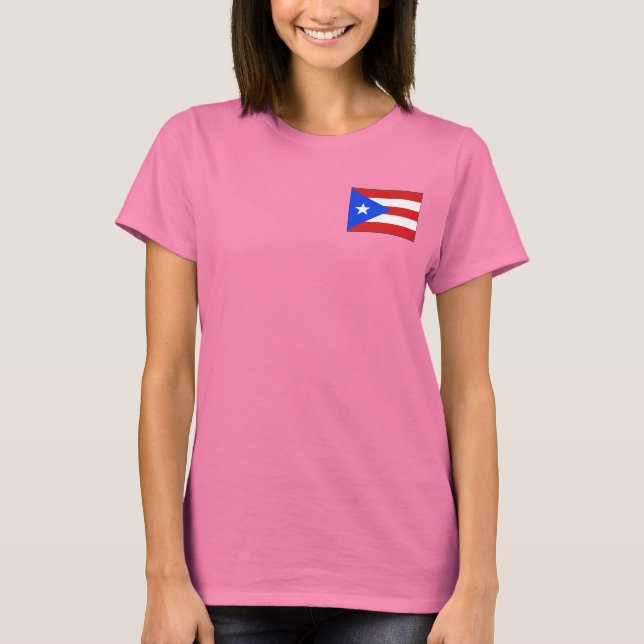 Porto Rico Flag e Map Dk T-Shirt (Frente)
