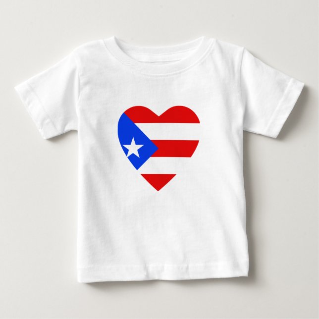 Porto Rico Flag Heart T-Shirt (Frente)