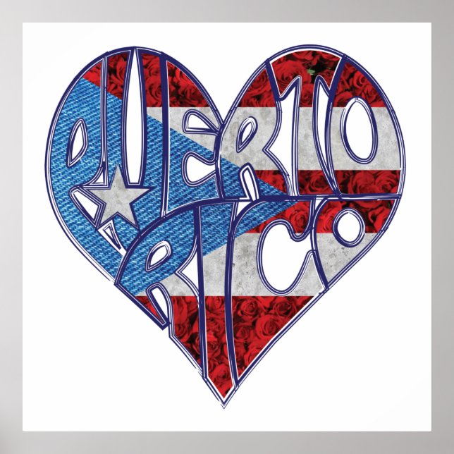 Porto Rico Love Flag Poster (Frente)
