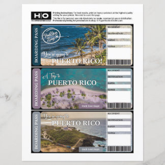 Porto Rico Mock Ticket para Viagem e eventos
