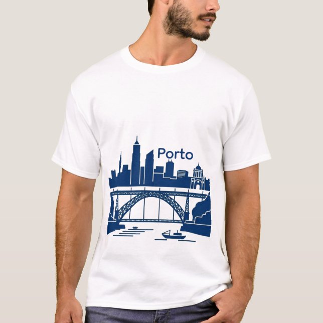 Porto Skyline Men’s T-Shirt – Portugal Cityscape  (Frente)