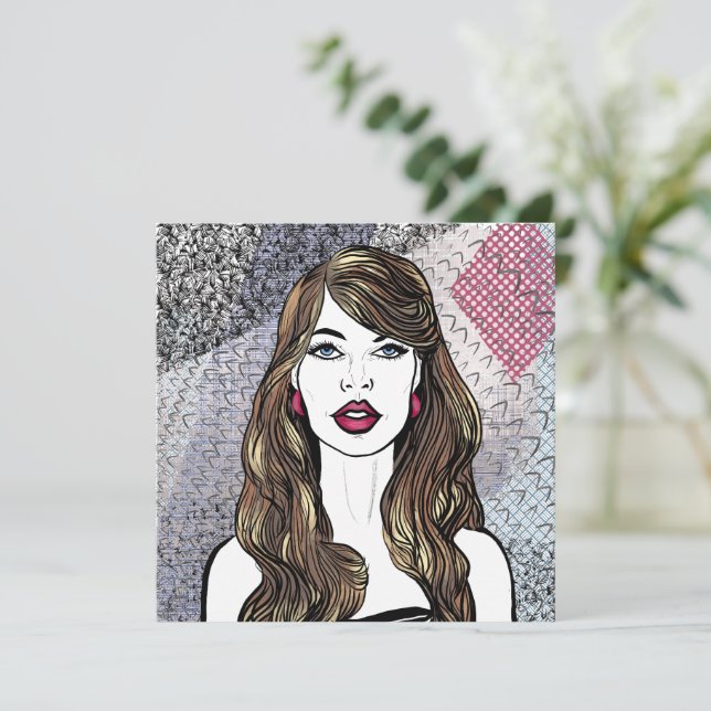 Portrait d'une fille aux longs cheveux bruns (Em pé/Frente)