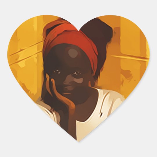 Portrait of young african girl adesivo coração