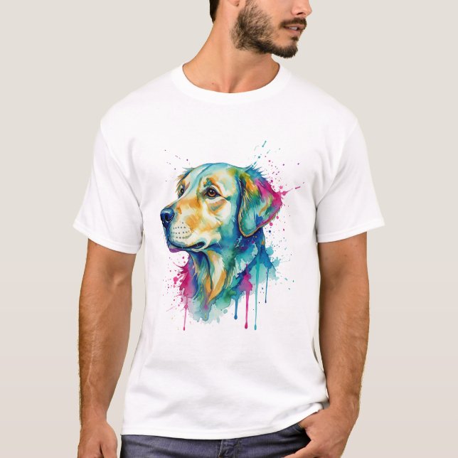 Portrato Cachorro-Aquarela Splash of Soul T-Shirt (Frente)